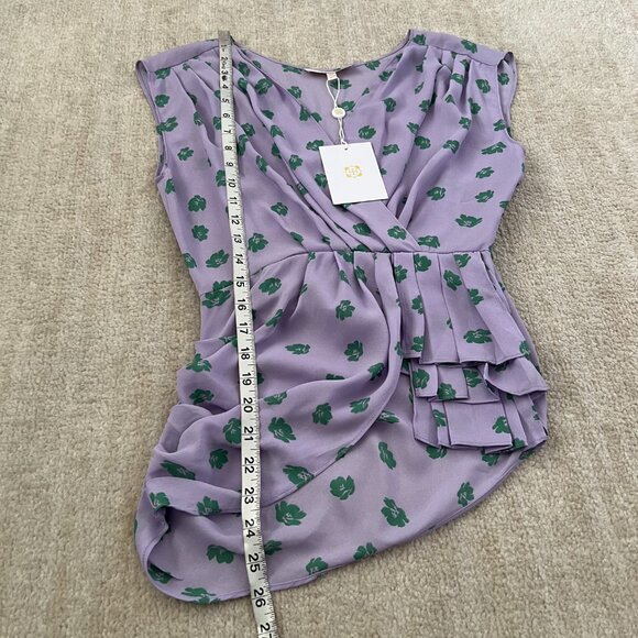 NWT Wayf Floral Faux Wrap Pleated Blouse Top XS - Picture 5 of 10